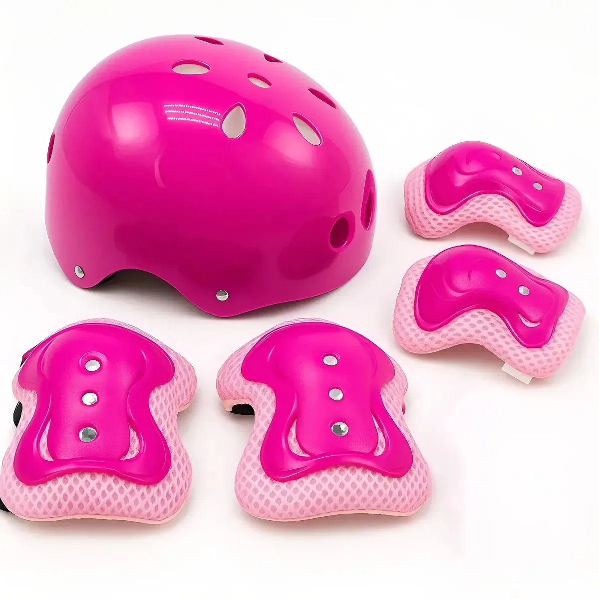 Capacete infantil rosa kit proteção criança 3 anos com joelheira cotoveleira leve ventilado covei toys