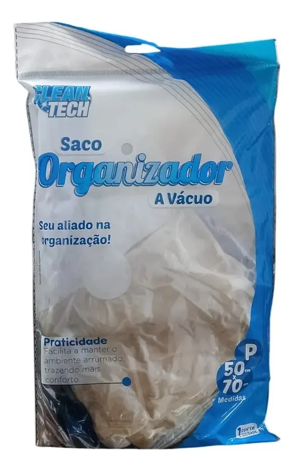 Saco à Vácuo Clean Tech Modelo P Organizador Reutilizável com Válvula