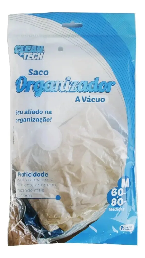 Saco à Vácuo Clean Tech Organizador Roupas e Viagem 60x80cm 5 Unidades
