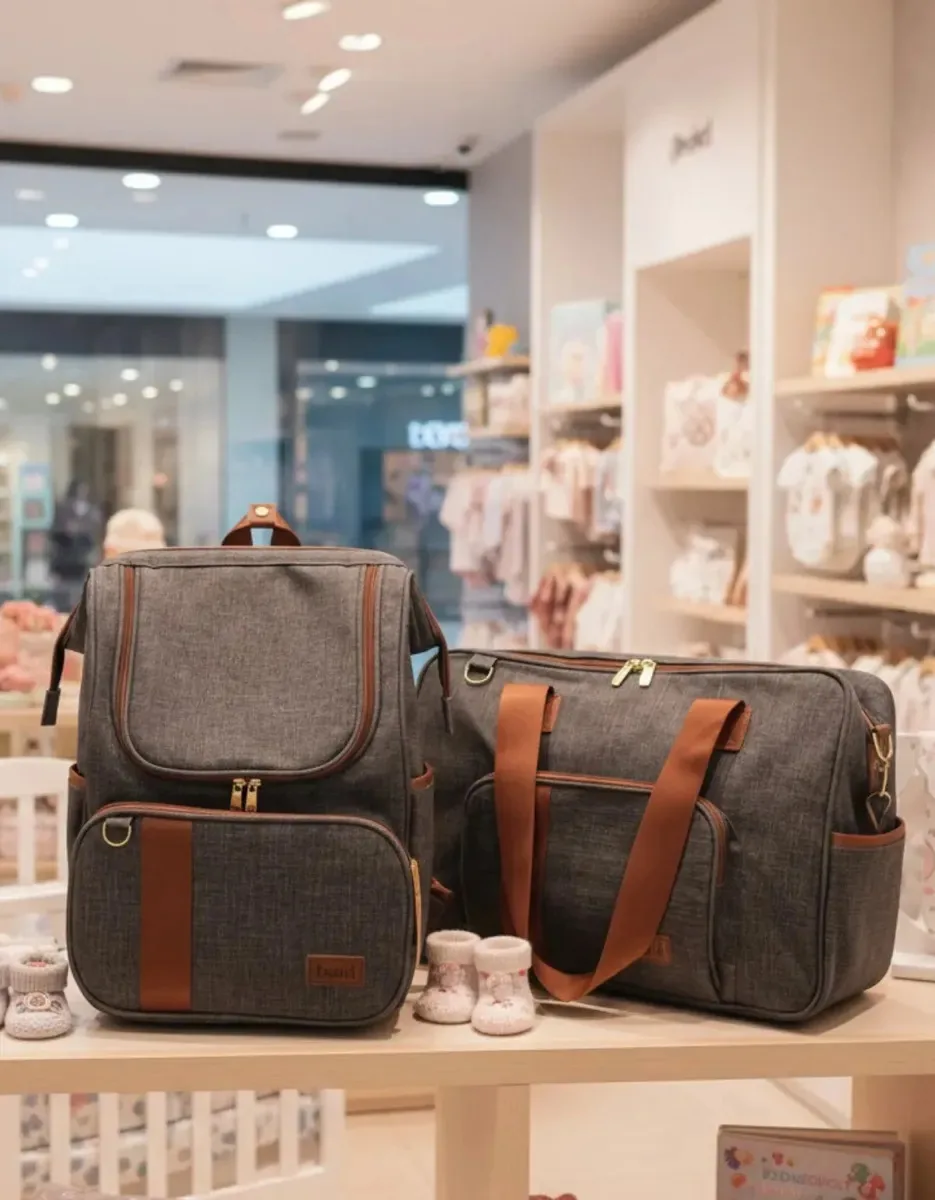Kit Maternidade Bolsa Mochila Linho Elegante Cor Cinza Escuro Saída Bebê 2pcs Menina Menino Mamae Mala Organizador Luxo Multiuso Enxoval Clássica Grande Fácil Com Alça De Limpar Promoção Relics
