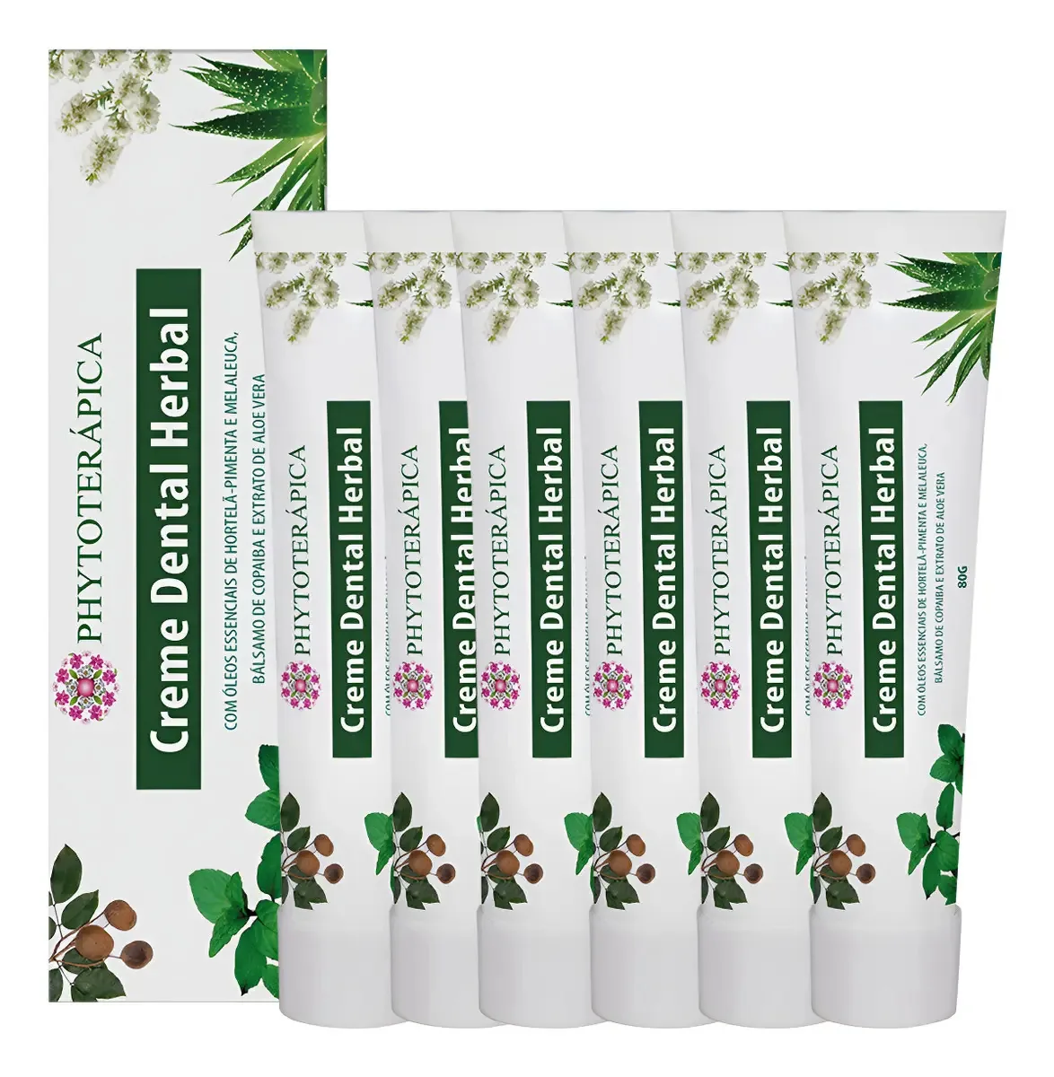 Kit 8 Creme Dental Sem Flúor Melaleuca E Menta Phytoterápica