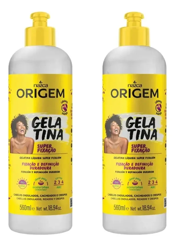 Gelatina Origem Liquida 560ml Super Fixaçao - Kit C/ 2un