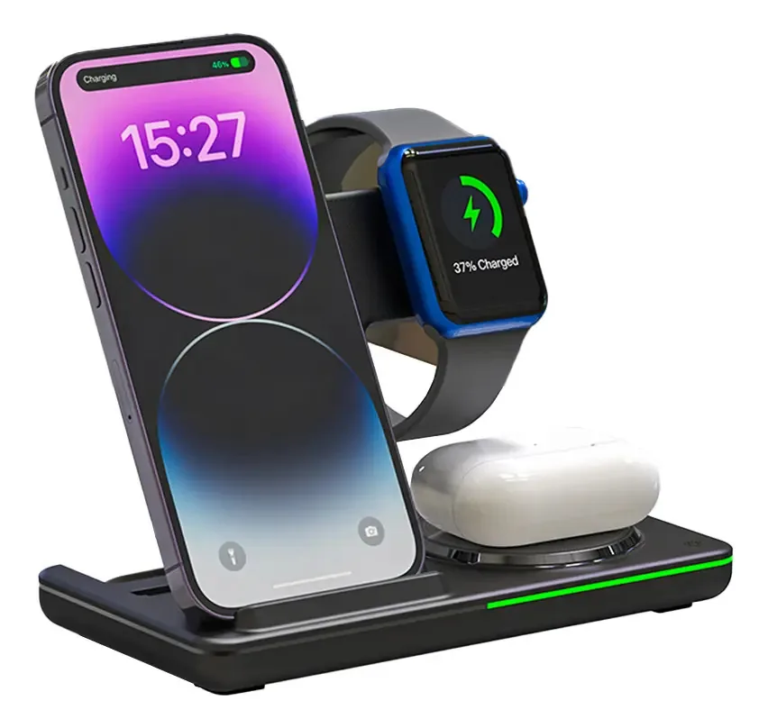 Carregador Sem Fio Life Z29 3in1 Dobrável 15w Magnético