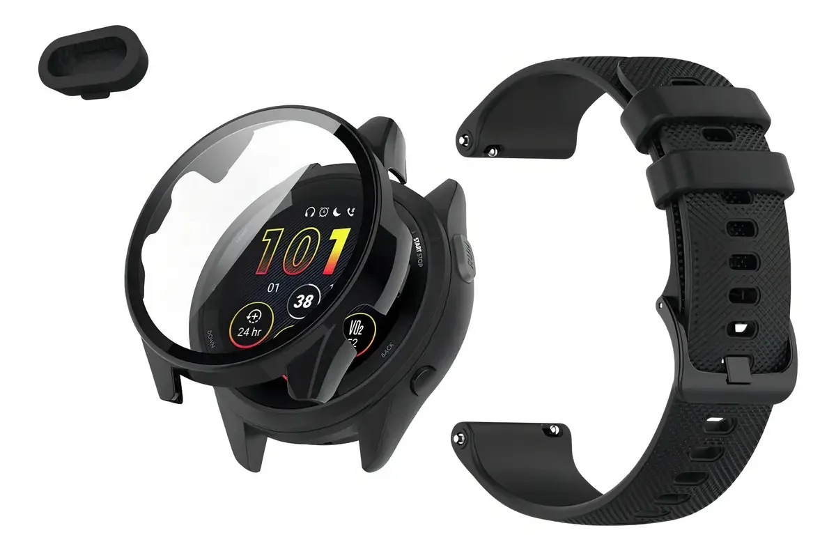 Kit Pulseira e Capa de Proteção com Plugue para Forerunner 165