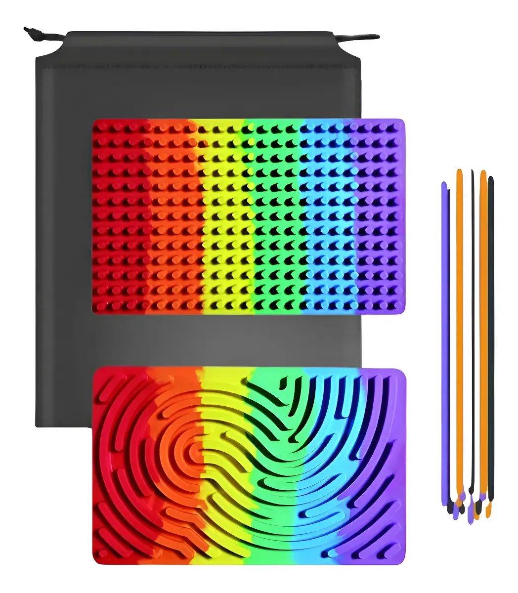 Educamente Pop It Zigue Zague Sensorial Silicone Multicolorido Retangular
