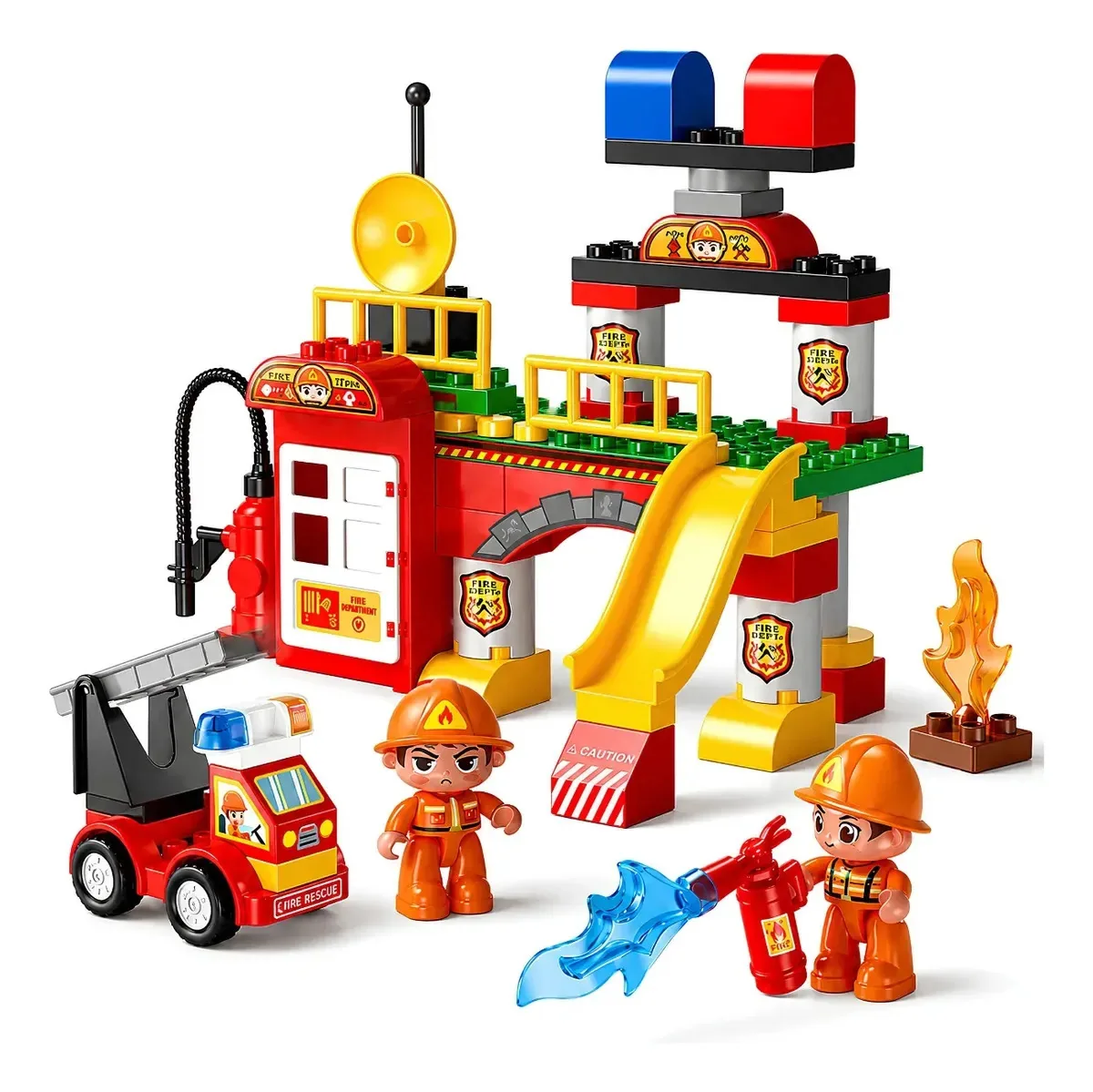 Bloco De Montar Quartel Bombeiros Acessório 55 Peças Castela