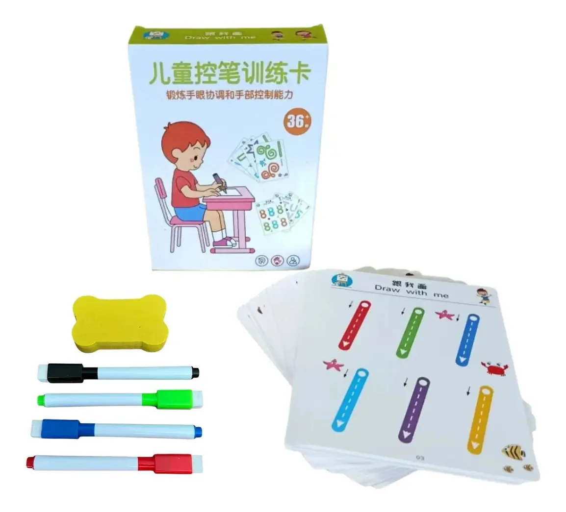 Kit Contorno Escreve E Apague Cartões Pré-escrita Infantil