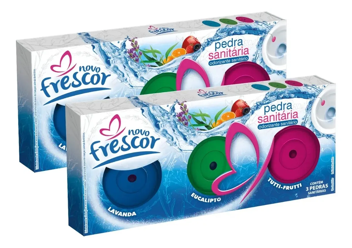 6 Unid Pedra Sanitária Banheiro 25g Frescor Fragrâncias