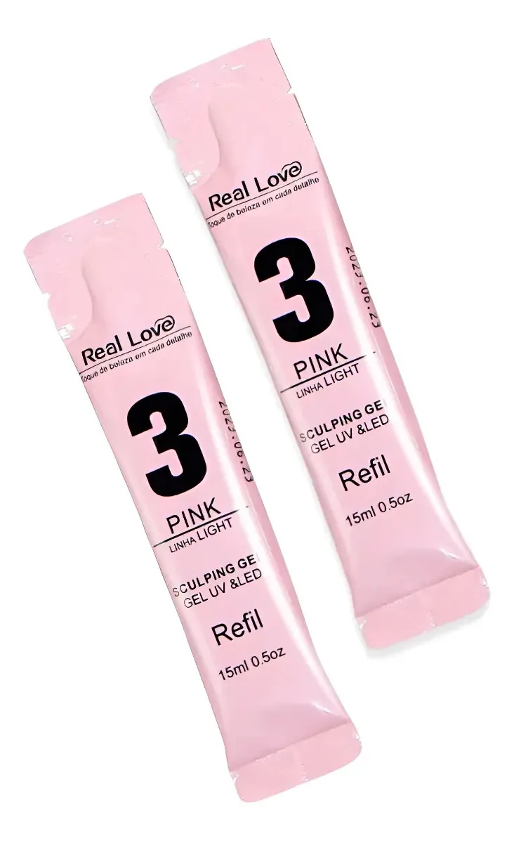 Gel Refil Real Love 15ml Unha Light Kit 2 Geis Da Mesma Cor Cor 3