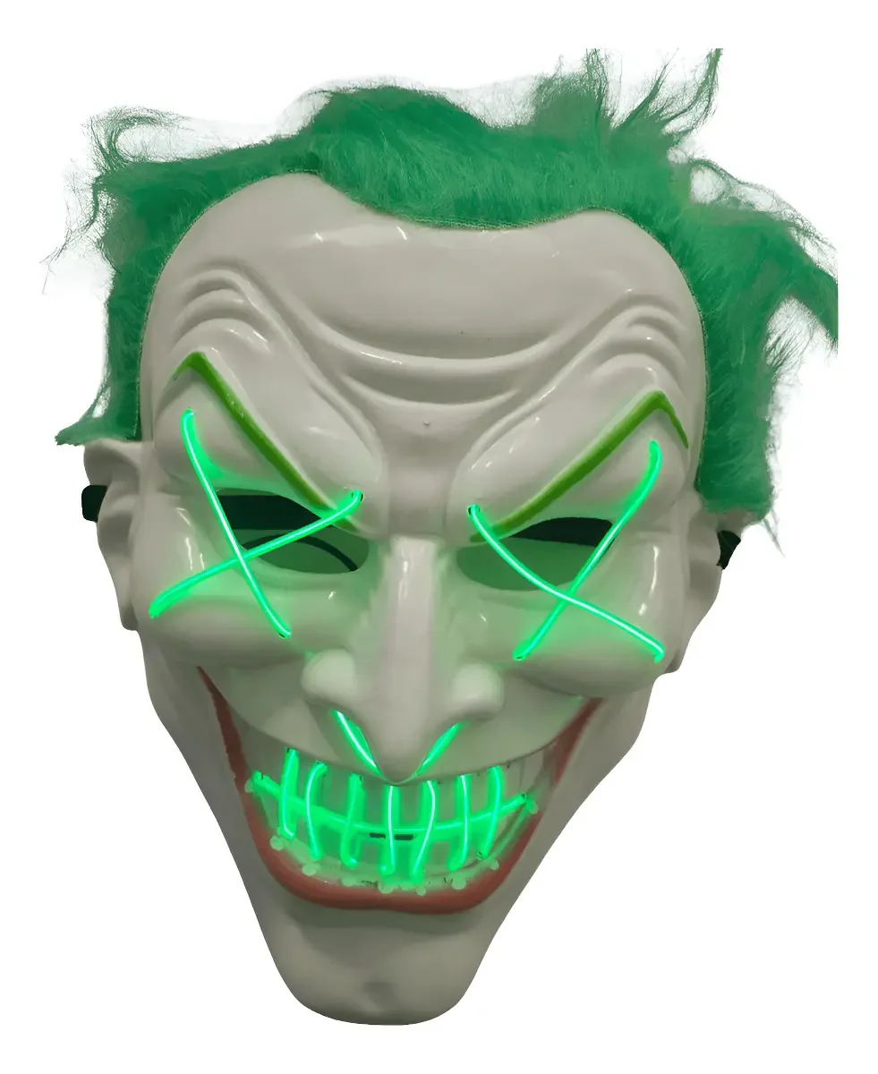 Máscara De Palhaço Coringa Halloween Cosplay Fantasia C/ Led