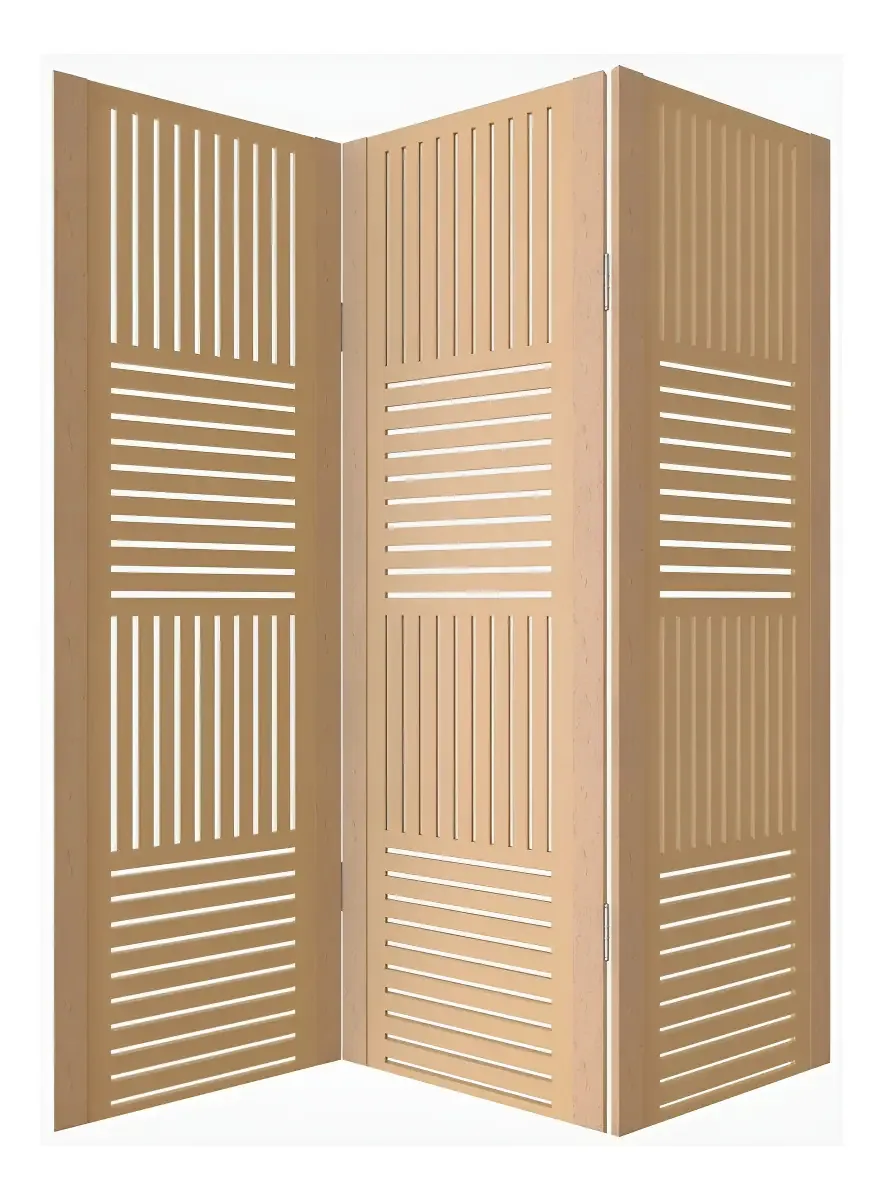Biombo Sanfonado Oseubiombo Marrom-claro MDF 3 Folhas 1,75m Interior