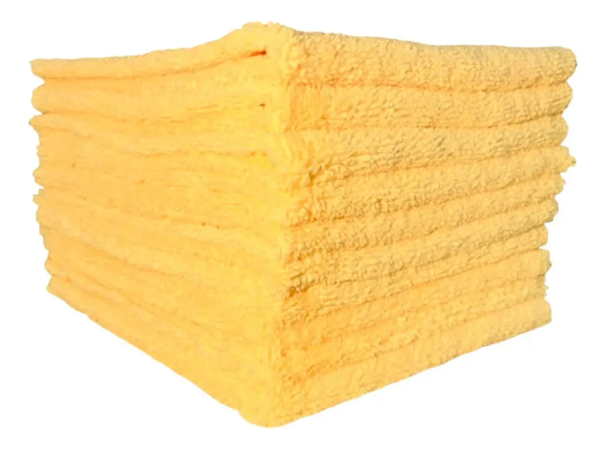 Flanela Microfibra Autoamerica 40x60cm Amarelo Kit 8 Limpeza Automotiva