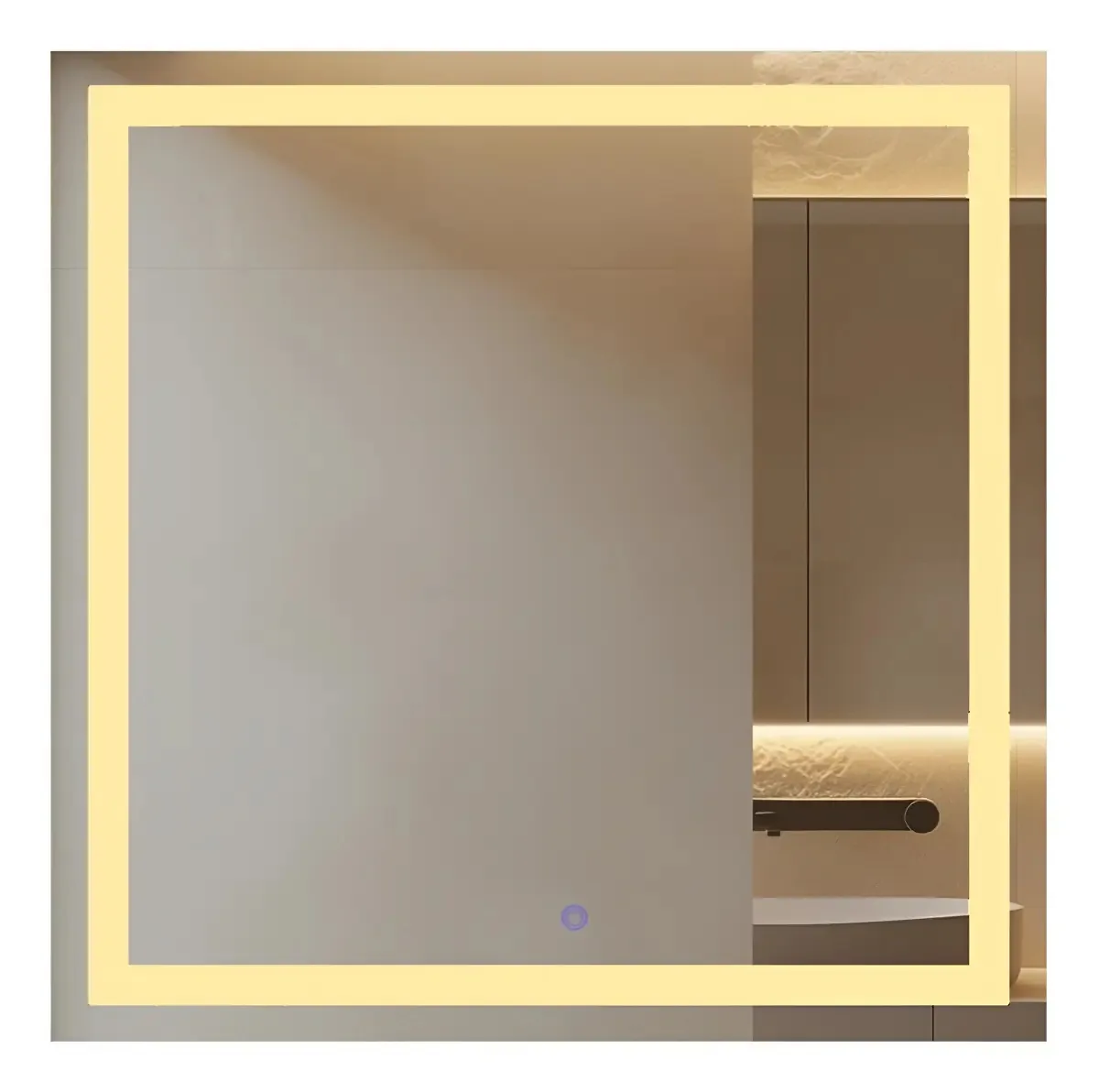 Espelho Quadrado com LED e Sensor Touch para Banheiro