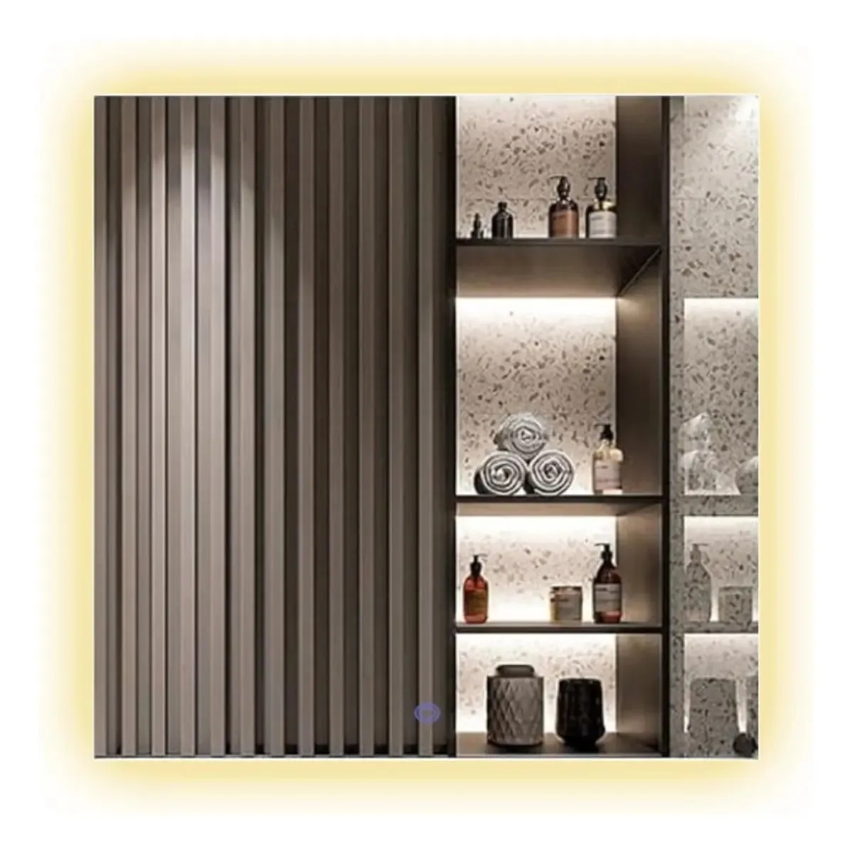 Espelho Quadrado Led 60x60cm Marca Espelho Top Parede Banheiro Quarto Neutro