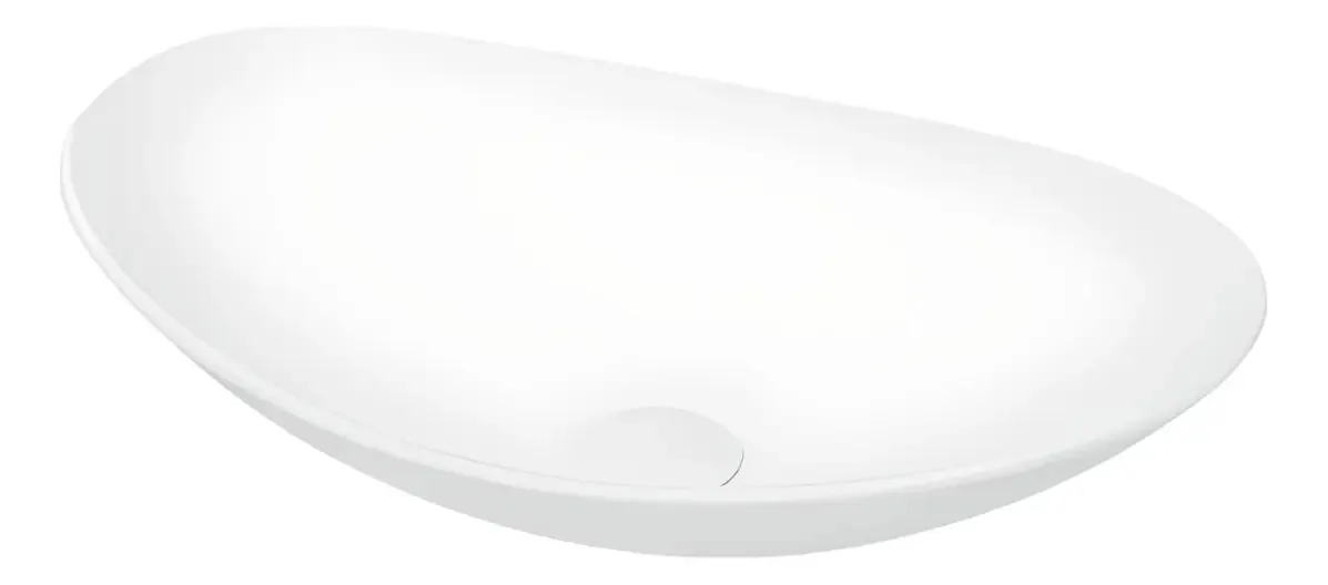 Cuba De Vidro Para Banheiro E Lavabo Fosco Matte Oval 47,5cm Cor Branco Matte