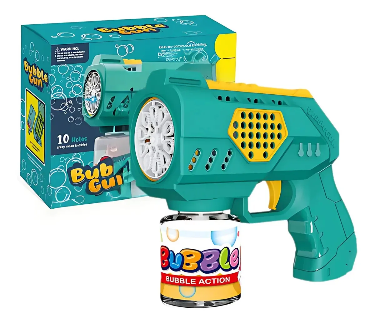 Maquina Fazer Bolhas De Sabão Lança Automático Luz Brinquedo Cor Verde