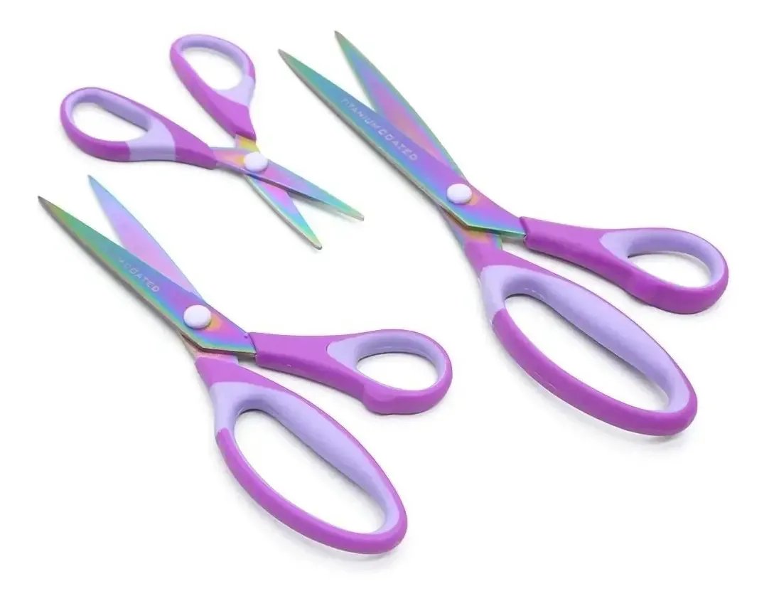 Kit 3 Tesouras Multiuso Titânio Consermaq Corte Reto Cabo Soft