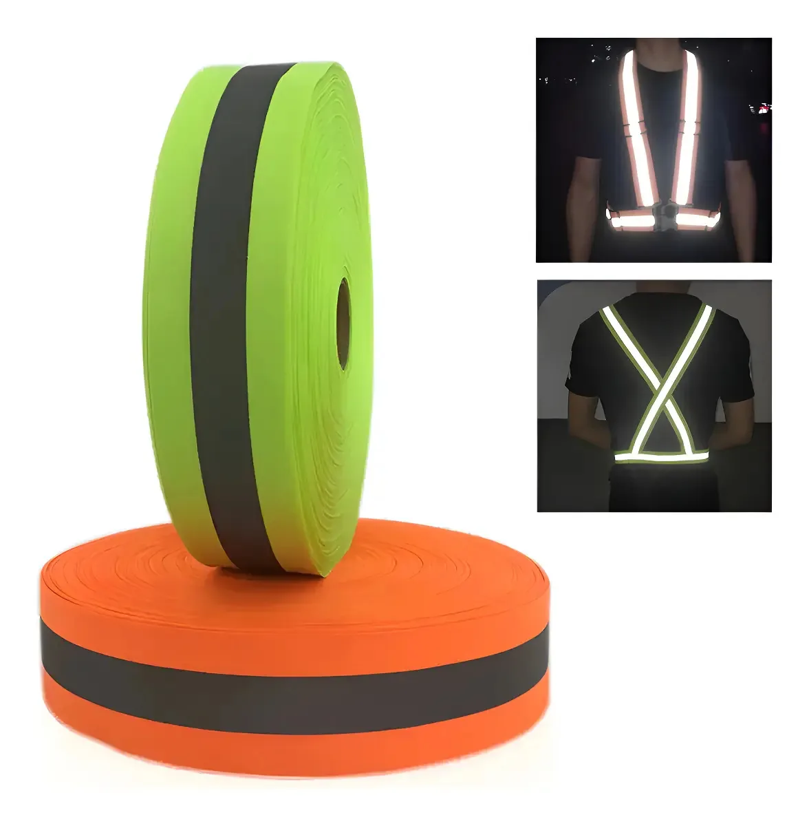 Kit 2 Faixas Refletivas Consermaq Uniformes Verde e Laranja 50m