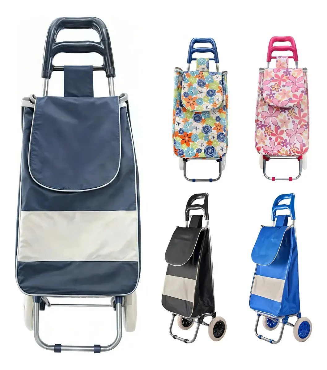Carrinho De Feira Jily 30 Kg Marinho Com Design Tecido