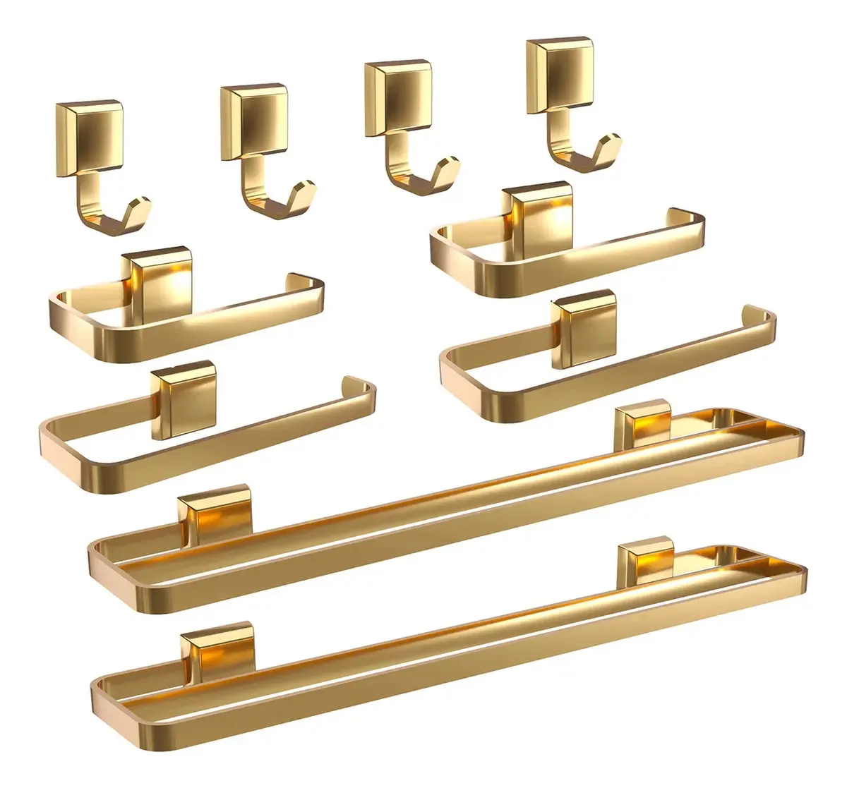 Kit Acessórios Para Banheiros 10 Peças Dourado Banho Duplo