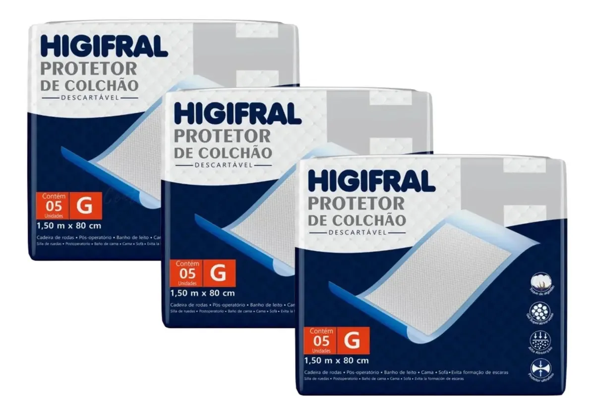 Protetor De Colchão Lençol Descartável Higifral 3 Pacotes