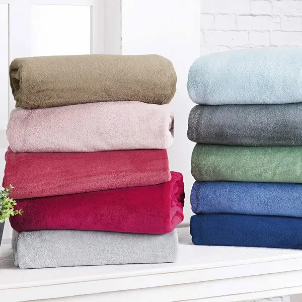 Manta Decorativa Fleece Casal Kaki Liso 2,20x1,80m