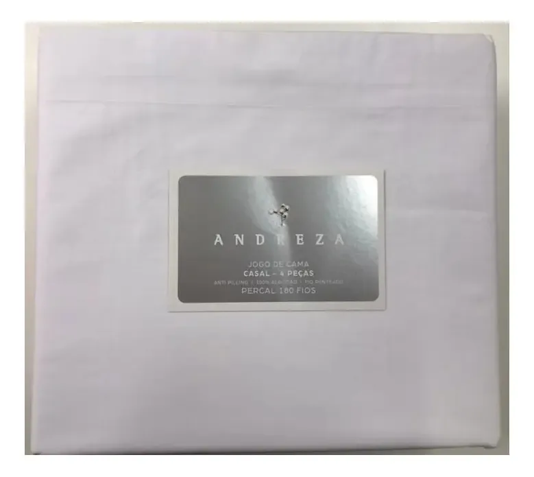 Jogo Cama Casal Algodão 180fios Liso Cores Variadas Andreza Cor Branco