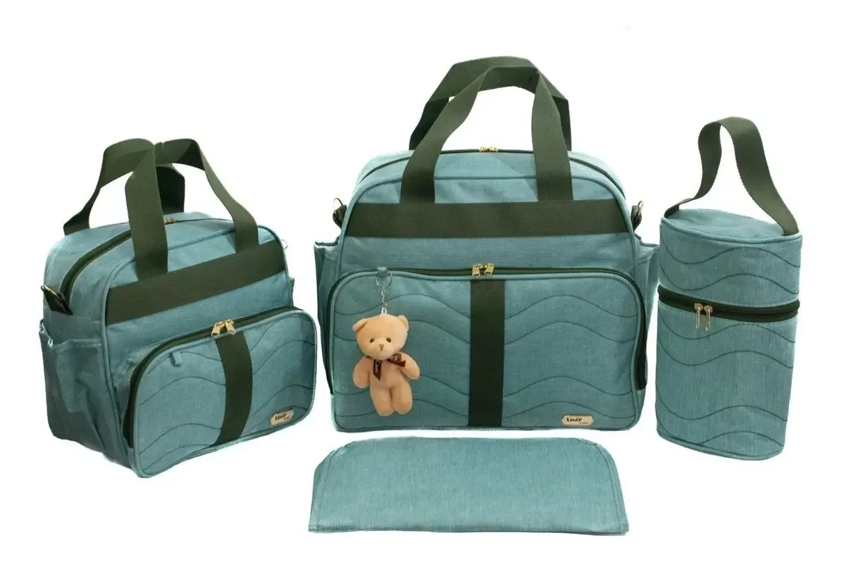 Kit Bolsa Maternidade Luxo Menino Menina Cor Verde-claro