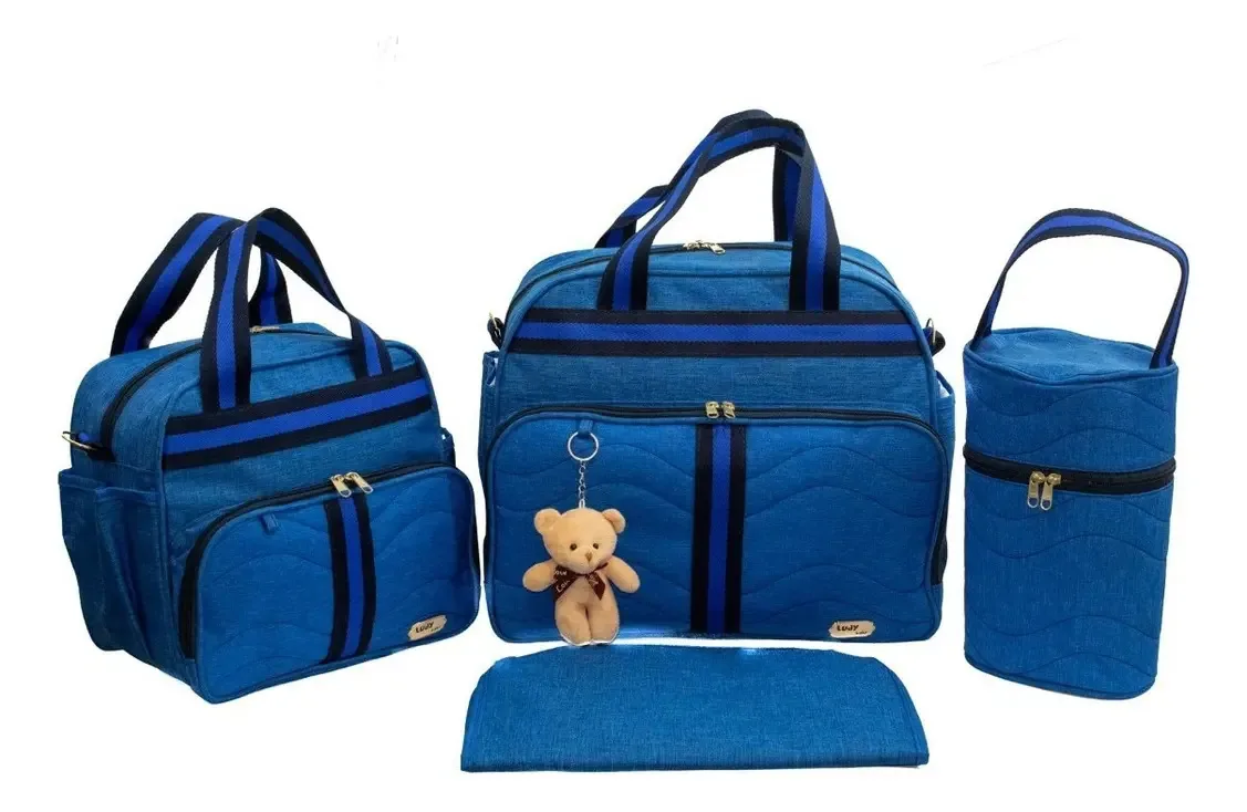 Kit Bolsa Maternidade Luxo Menino Menina Cor Azul Royal