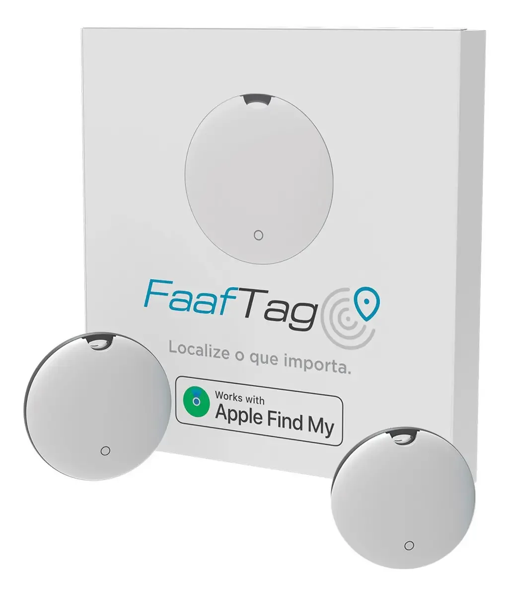 Localizador de Objetos Bluetooth Faaftech Kit Com 2 Unidades Branco Para Apple Find My