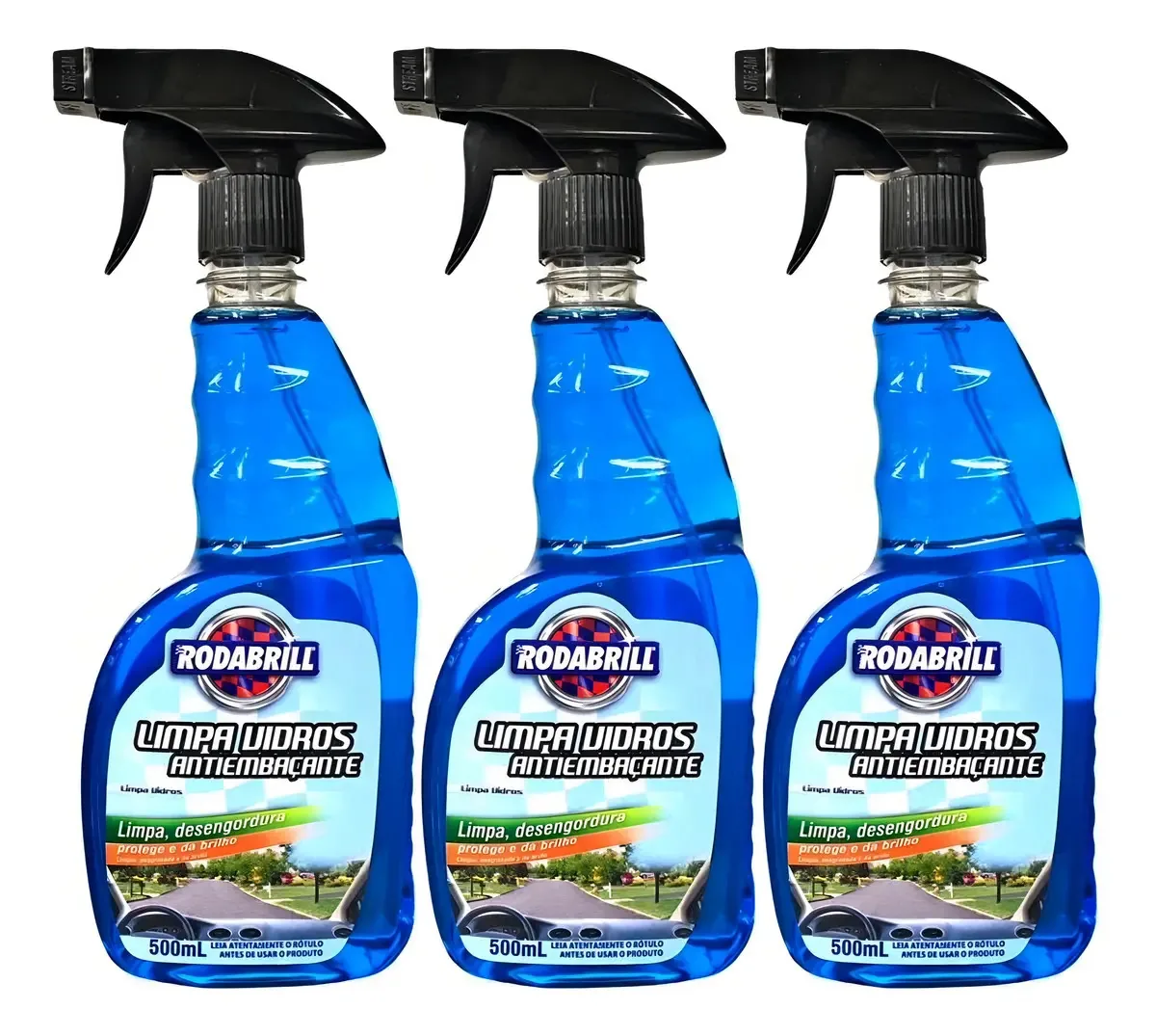 Kit 3 Limpa Vidros Anti Embaçante Limpa E Desengordura 500ml