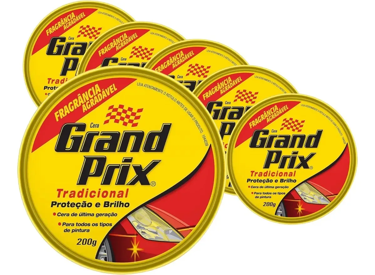 Kit C/ 6 Cera Grand Prix Tradicional Proteção E Brilho 200g