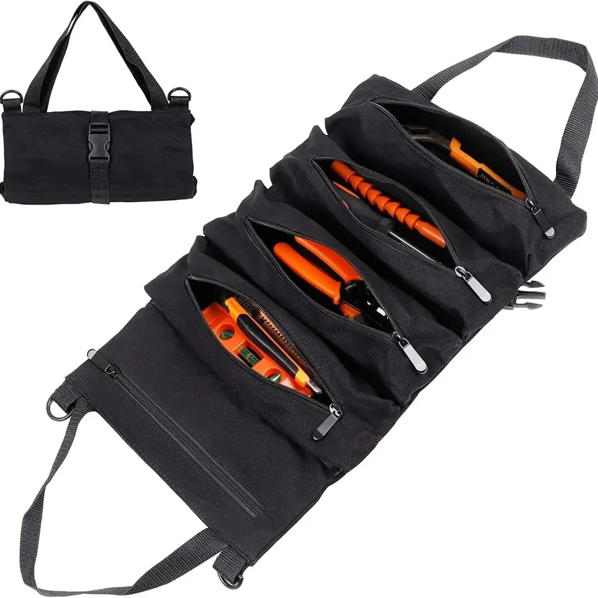 Bolsa De Ferramentas Rolo Prático Estojo Ferramenta Maleta Enrolar Preto Resistente