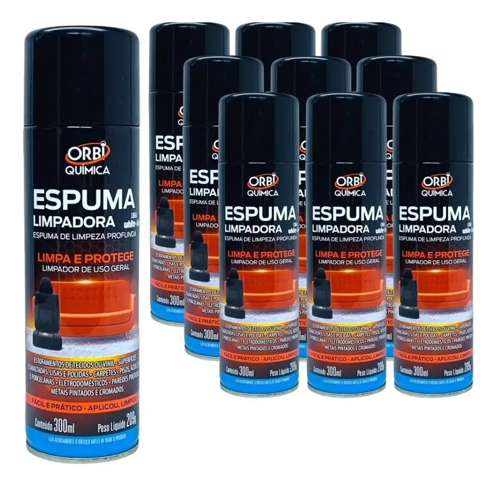10 Espuma Limpadora Orbi Limpeza Profunda Limpa Estofado