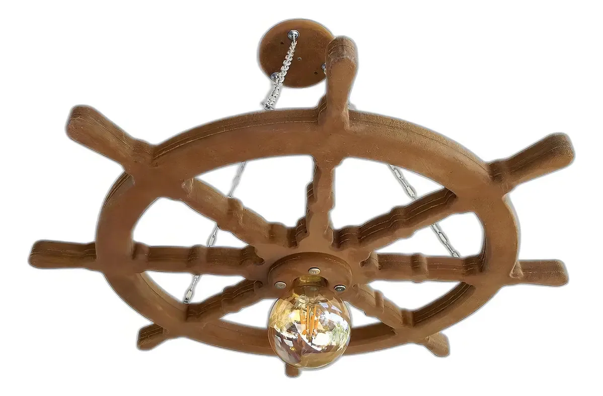 Kit 2 Lustre Luminária Pendente 65cm Leme De Navio 1b