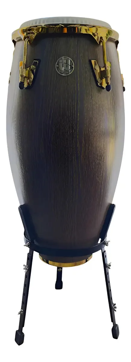 Conga Williams Mejune de Madeira Black Gold Com Suporte – Pele Remo