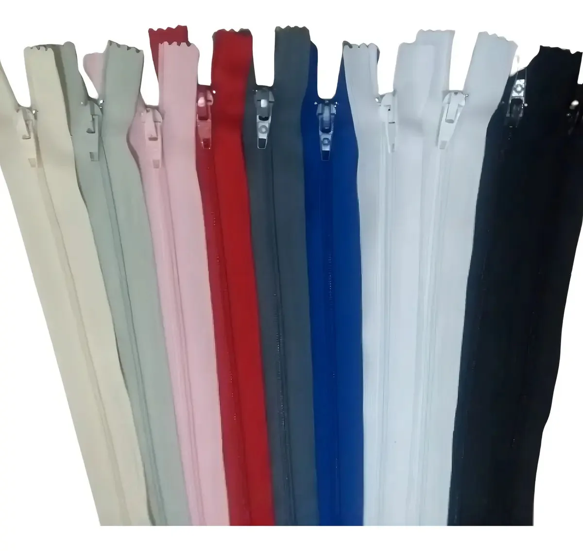 10 Zíperes 60cm Coats Corrente Sintético Fixo P/ Vestidos Cor Cores Sortidas Como Foto