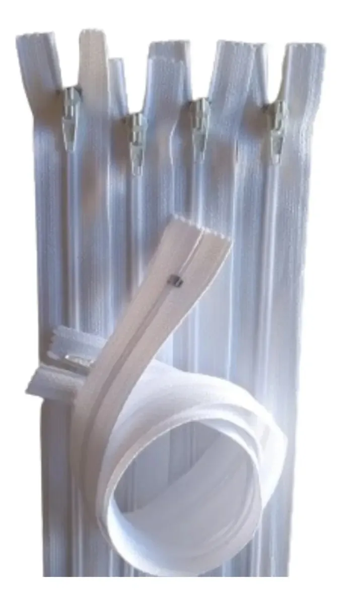 10 Zíperes 60cm Coats Corrente Sintético Fixo P/ Vestidos Cor Branco