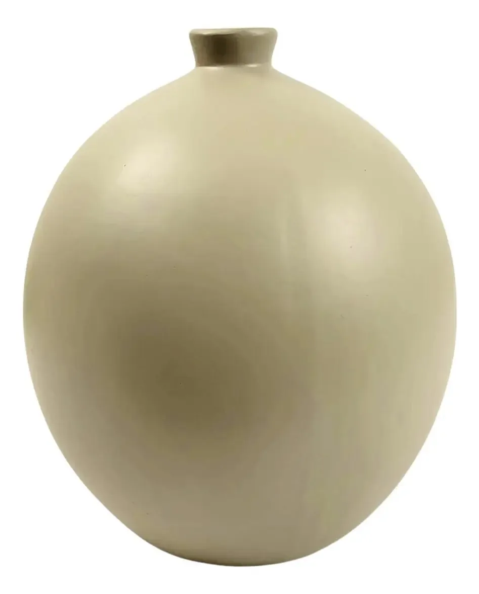 Vaso Decorativo Bexiga Cinza Fosco 25x20cm Cerâmica