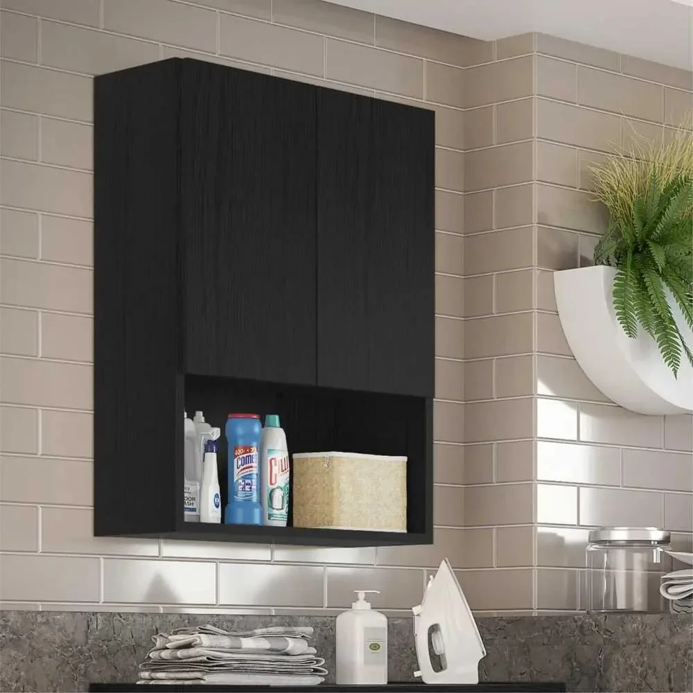 Armário Lavanderia Com 2 Portas Ibiza Multimóveis Preto