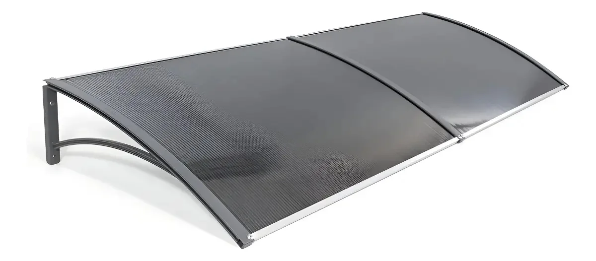Toldo Lufiara 120cm x 50cm Toldo em Policarbonato Modular Completo Para Portas E Janelas - Cinza Fume
