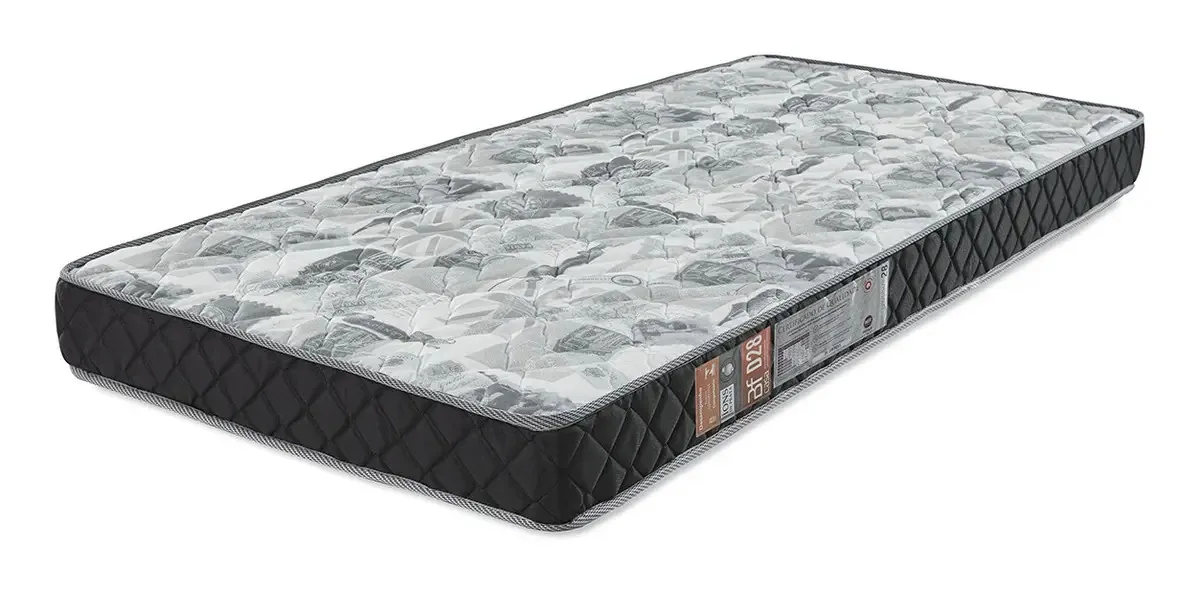 BF Colchões colchão Solteiro espuma certificada D28 88cm 188cm 14cm cor preto e cinza