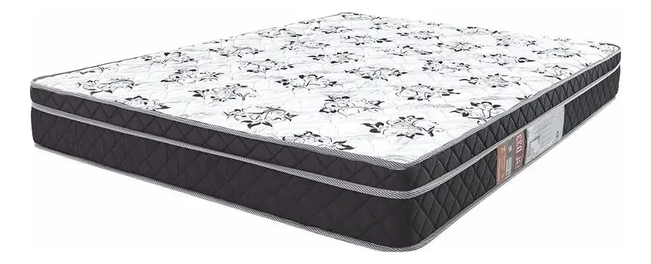 BF Colchões Vácuo de Espuma D33 Vácuo Ortopédico Tradicional Colchão Casal Cor Branco/Preto