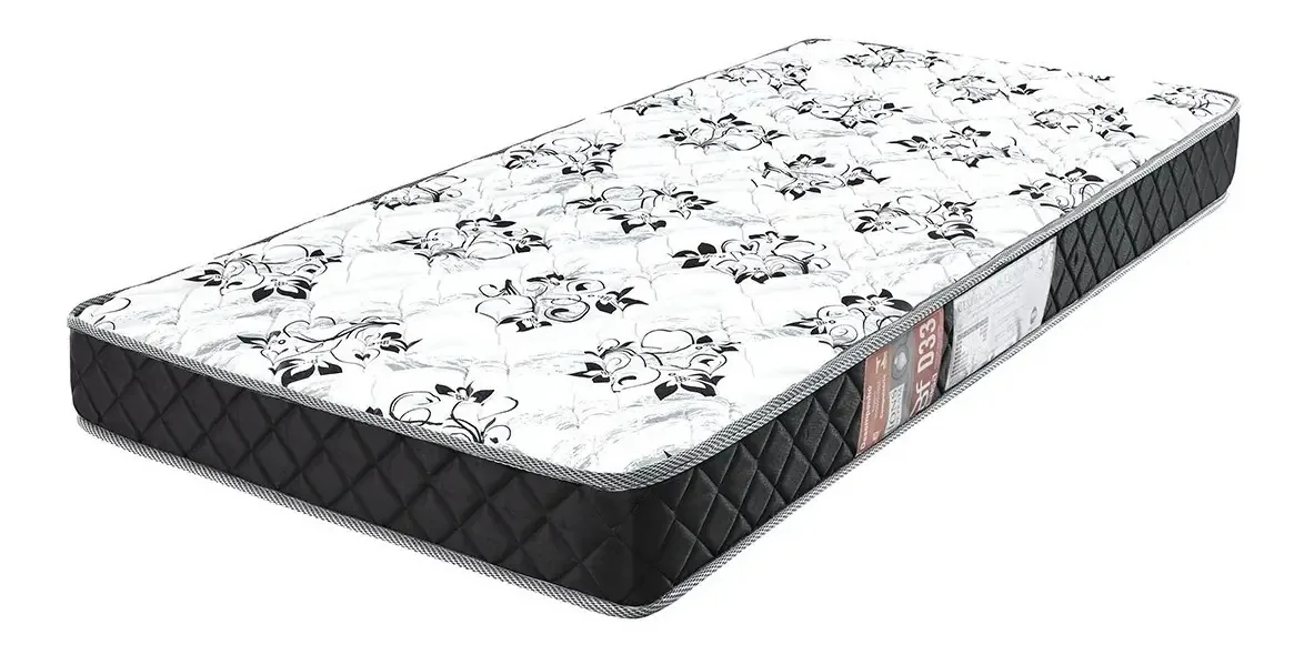 BF Colchões Espumas 17cm D33 Bordados colchão de solteiro espuma certificada cor branco e preto