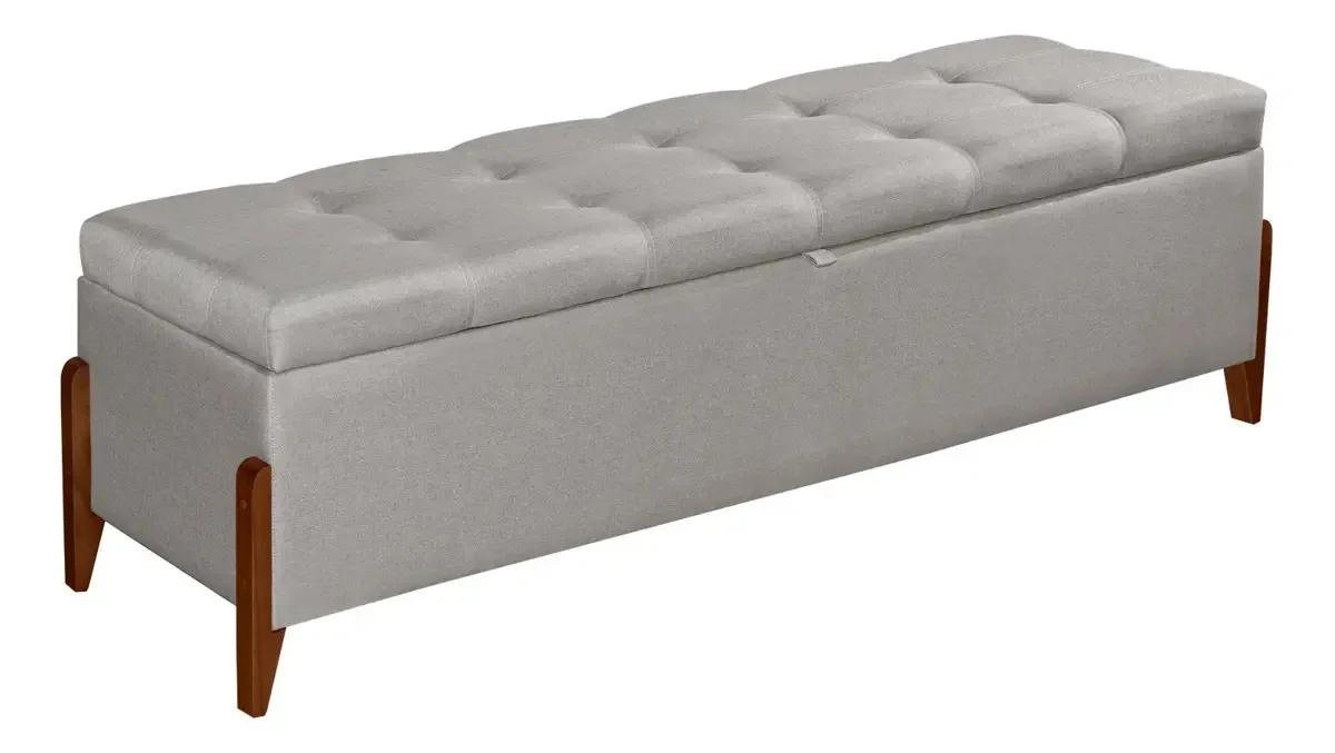 sapateira bau sapateira Puf Puff Organizadora Roupa Enxoval Arte e Casa Viena 155cm - linho prata