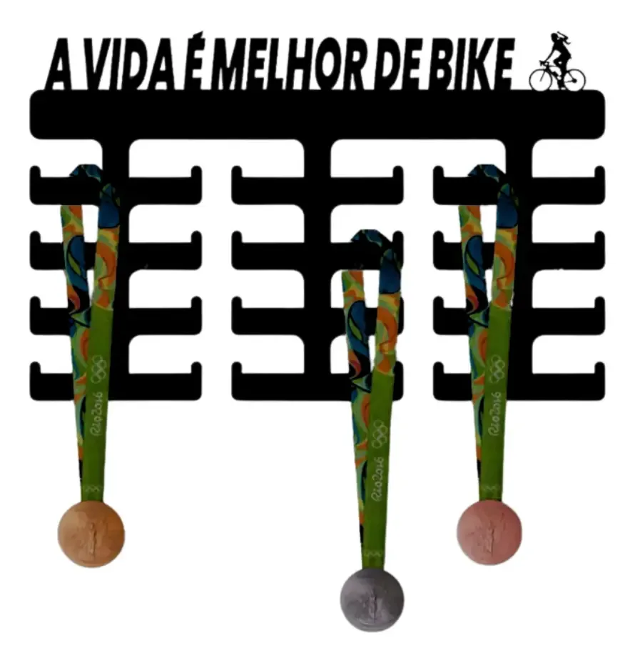 Porta Medalhas Personalizado MDF 3mm Ciclismo Ciclista 24 Ganchos Visuartdecorneon