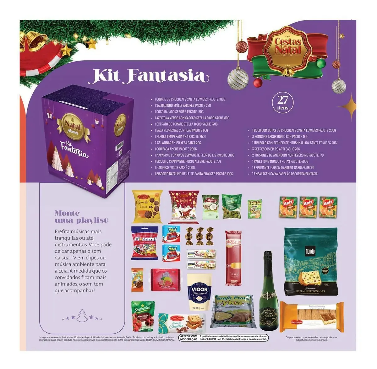Cesta De Natal Fantasia 27 Itens