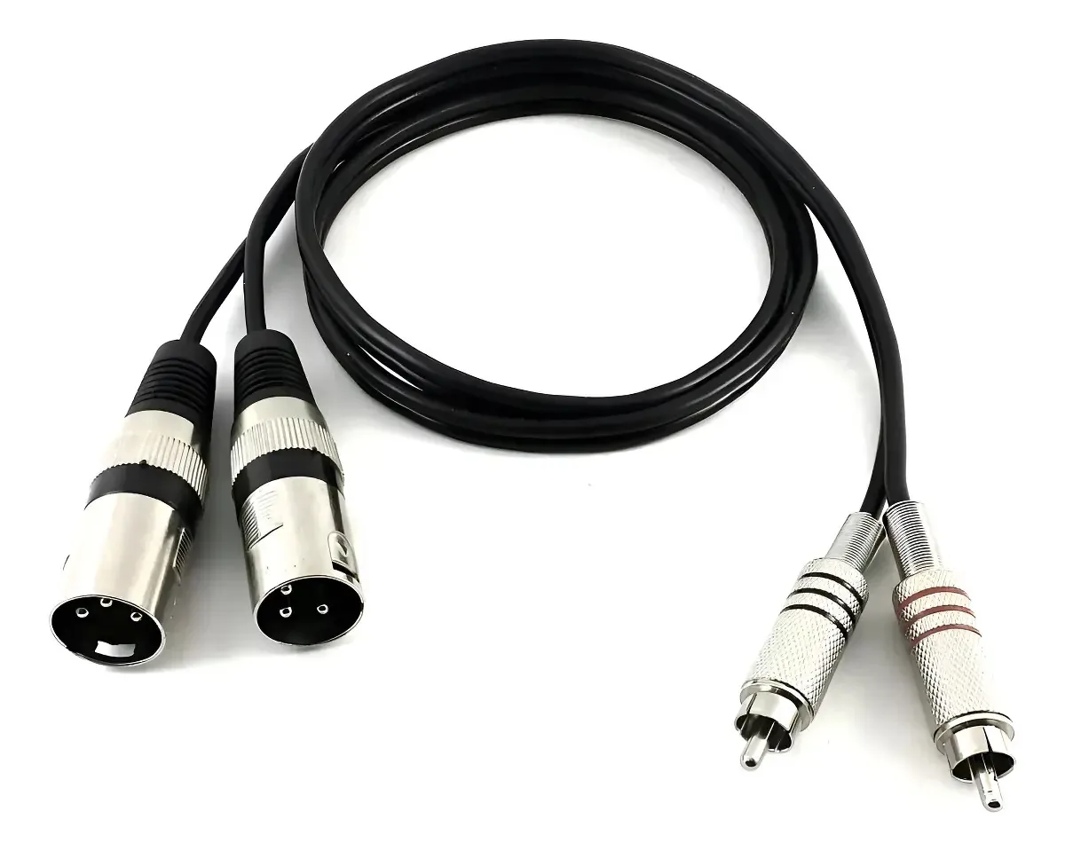 Cabo XLR RCA 7m M & M Cabos Áudio Blindado Preto 2 Macho