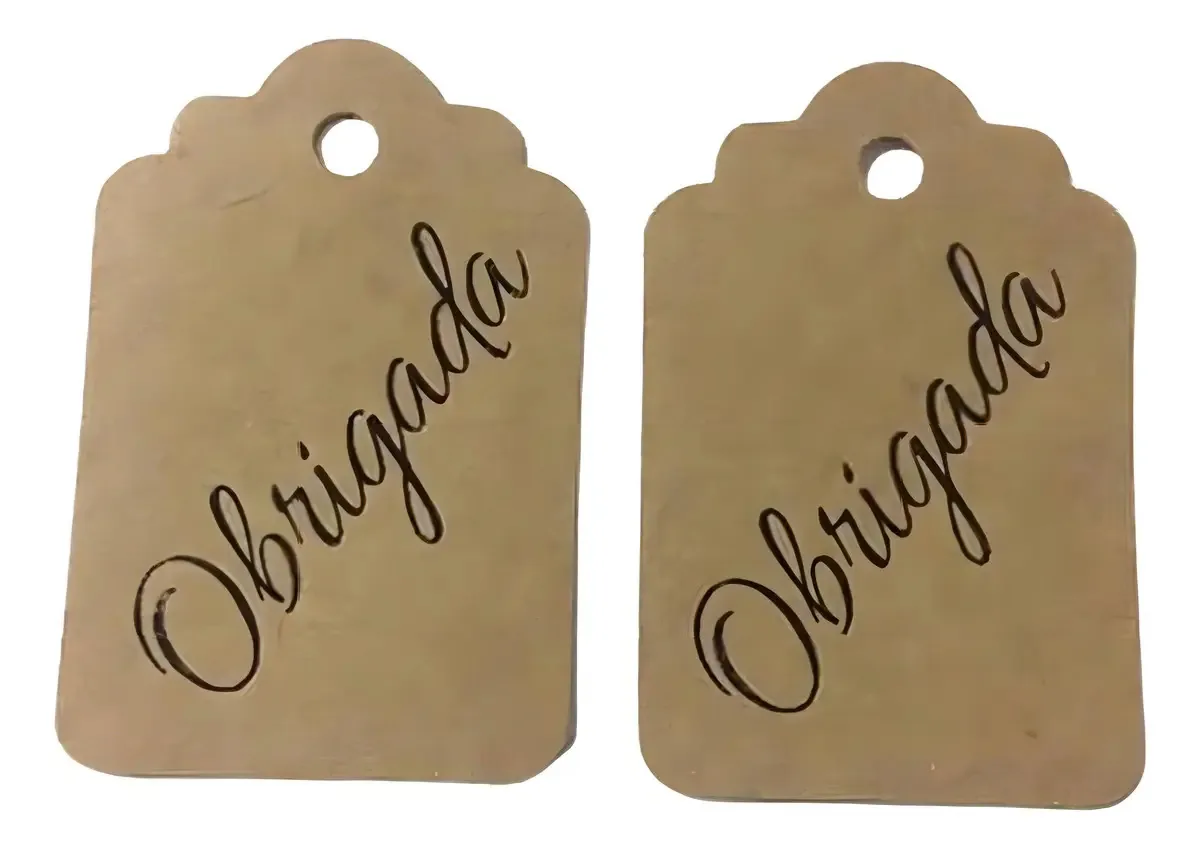 Kit 100 Tags Kraft Obrigada