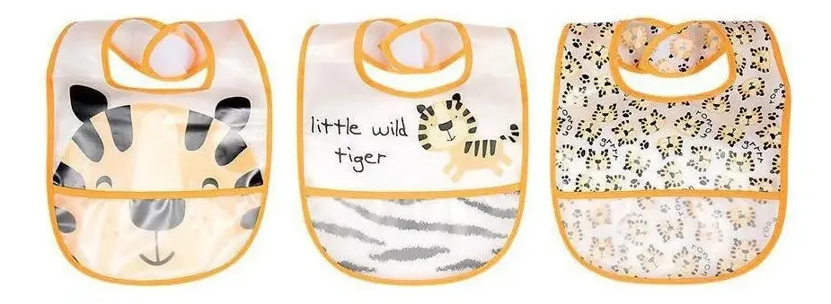 Kit 3 Babadores Laranja Tip Top